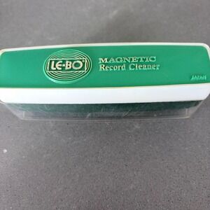 Vintage LE-BO Magnetic Record Cleaner Green Velvet LP Vinyl Brush Made in Japan